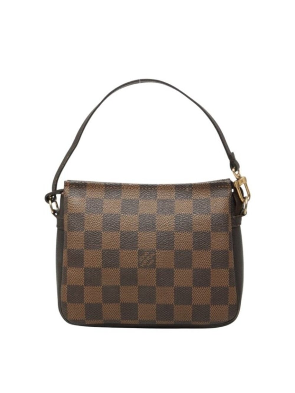 Louis Vuitton Damier Trousse Makeup Pouch Handbag Brown Leather